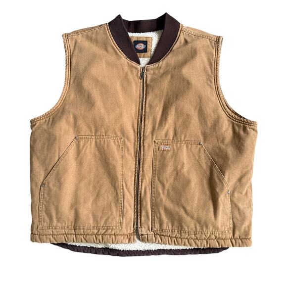 Dickies Other - Dickies Mens Duck Canvas Sherpa Lined Work Vest Brown Size 2XL XXL